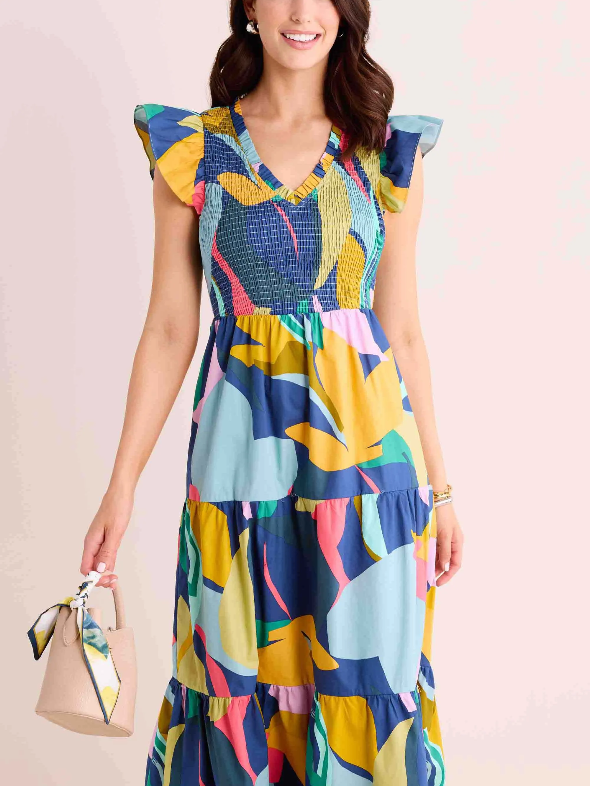 V-neck Printed Maxi Dress