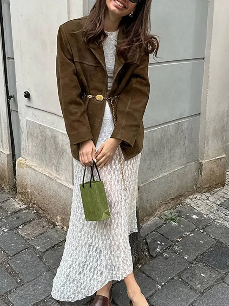 Vintage Suede Loose Blazer Jacket