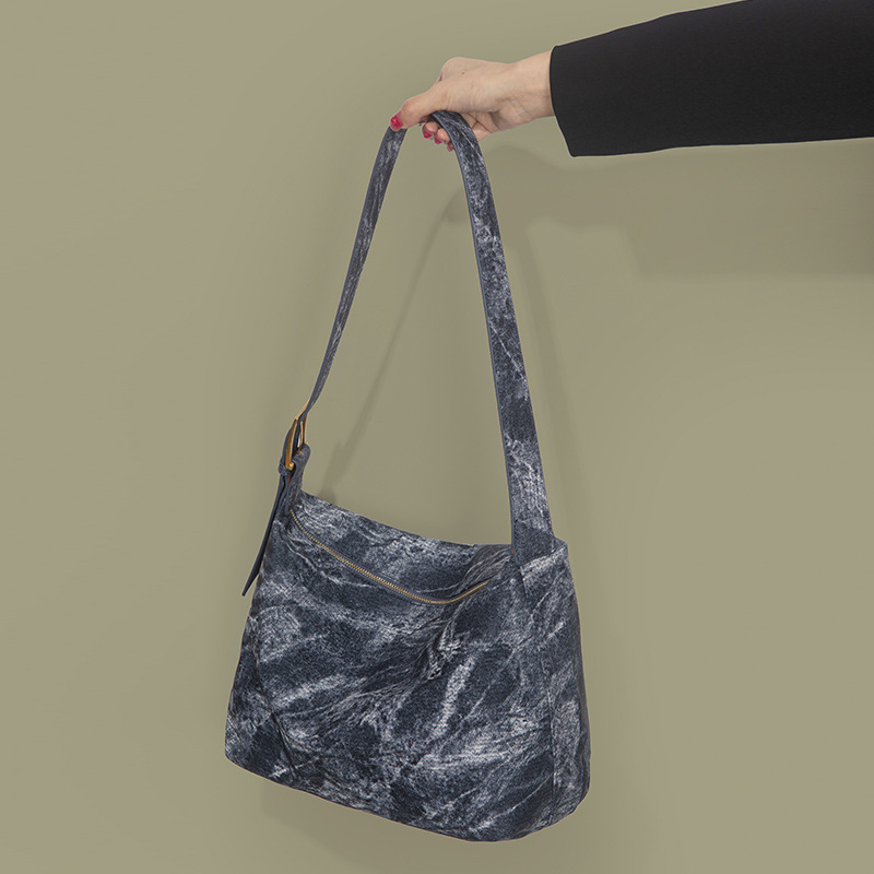 2023 Fashion Tie-dye Trend Blinding Denim Large Capacity Tote Shoulder Bag