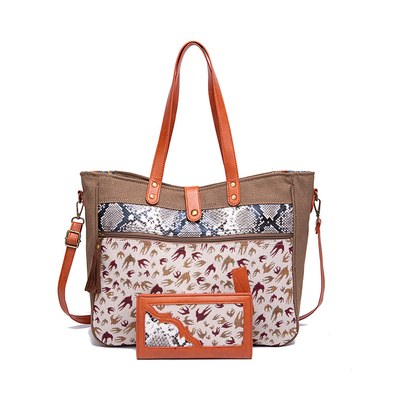 Boho Ethnic Patterned Tote Bag, Geometric Shoulder Bag, Crossbody Bag